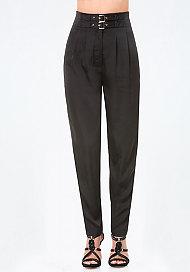 Bebe Petite Buckle High Pants