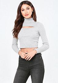 Bebe Keyhole Turtleneck Sweater