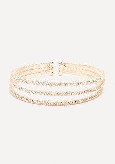 Bebe Crystal Triple Row Cuff