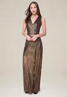 Bebe Gold Stripe Maxi Dress
