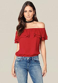 Bebe Katie Ruffle Top