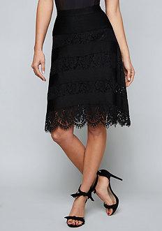 Bebe Dallas Stripe & Lace Skirt