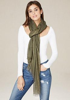 Bebe Metallic Mesh & Gauze Scarf