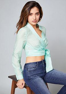 Bebe Jordyn Cotton Silk Wrap Top
