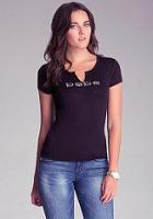 Bebe Split Neck Graphic Tee