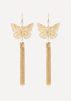 Bebe Butterfly Tassel Earrings