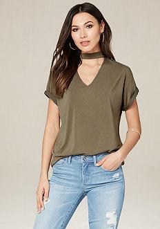 Bebe Choker V-neck Tee