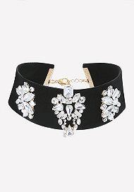 Bebe Crystal & Velvet Choker