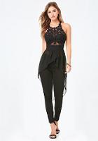 Bebe Embroidered Tulle Hi-lo Top