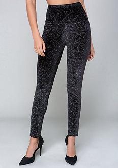 Bebe Metallic Velvet Leggings