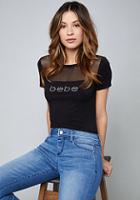 Bebe Logo Mesh Inset Tee