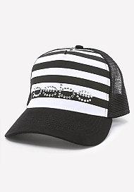 Bebe Logo Striped Baseball Cap