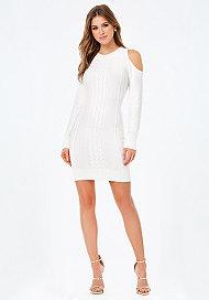 Bebe Cabled Cold Shoulder Dress
