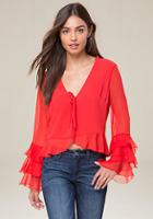 Bebe Tie Neck Deep V Top