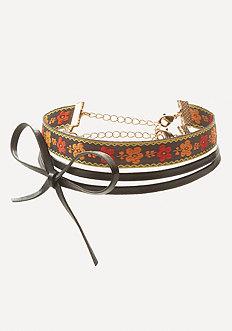 Bebe Flower & Tie Choker Set