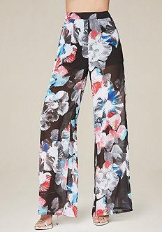Bebe Sheer Wide Leg Pants