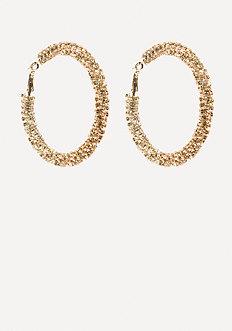 Bebe Crystal Twist Hoop Earrings