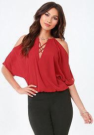 Bebe Chain Neck Dolman Top