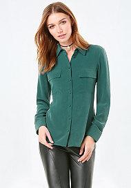Bebe Silk Button Down Shirt