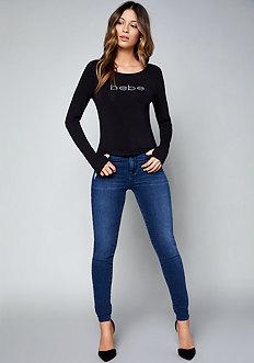 Bebe Logo Slash Back Top
