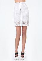 Bebe Giselle Geo Lace Zip Skirt