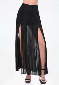 Bebe Solid High Slit Maxi Skirt