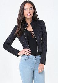 Bebe Faux Suede Front Zip Jacket