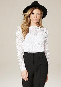 Bebe Lace Boatneck Top