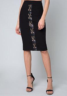 Bebe Ponte Chain Lace Up Skirt