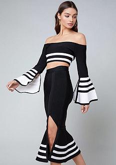Bebe Taylor Bell Sleeve Crop Top