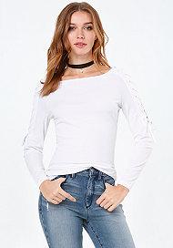 Bebe Abby Tie Sleeve Top