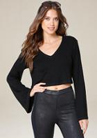 Bebe Ribbed Bell Sleeve Crop Top