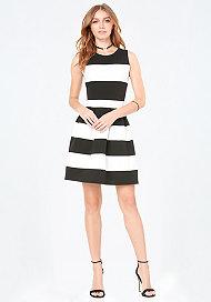 Bebe Striped Fit & Flare Dress