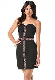 Bebe Embroidered Strapless Dress