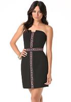 Bebe Embroidered Strapless Dress