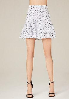 Bebe Print Godet Miniskirt