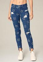 Bebe Frayed Star Skinny Jeans