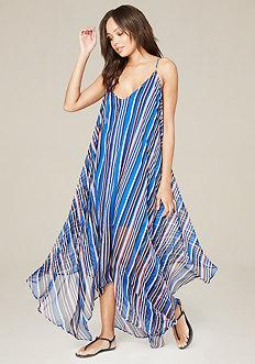 Bebe Handkerchief Hem Maxi Dress