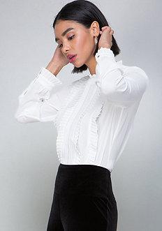 Bebe Pleat & Ruffle Blouse