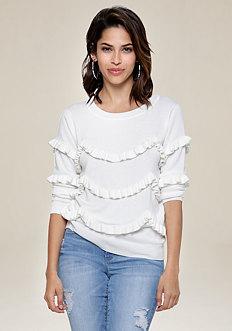 Bebe Ruffle Tiered Sweater