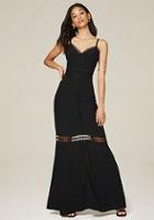 Bebe Crepe Lace Trim Maxi Dress