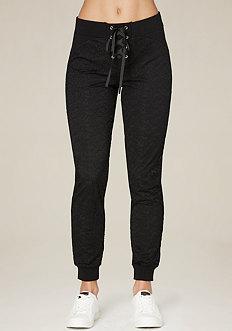 Bebe Logo Lace Up Jogger Pants