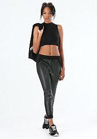 Bebe Faux Leather Jogger Pants