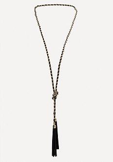 Bebe Woven Chain & Tassel Lariat