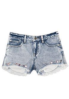 Bebe Rhinestone Denim Shorts