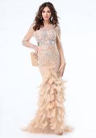 Bebe Jewel & Feather Gown