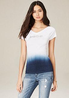 Bebe Logo Ombre Double V Tee
