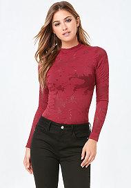Bebe Cutout Back Mock Neck Top
