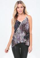 Bebe Leopard Print Open Back Top
