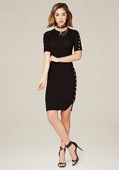 Bebe Side Snap Rib Knit Dress